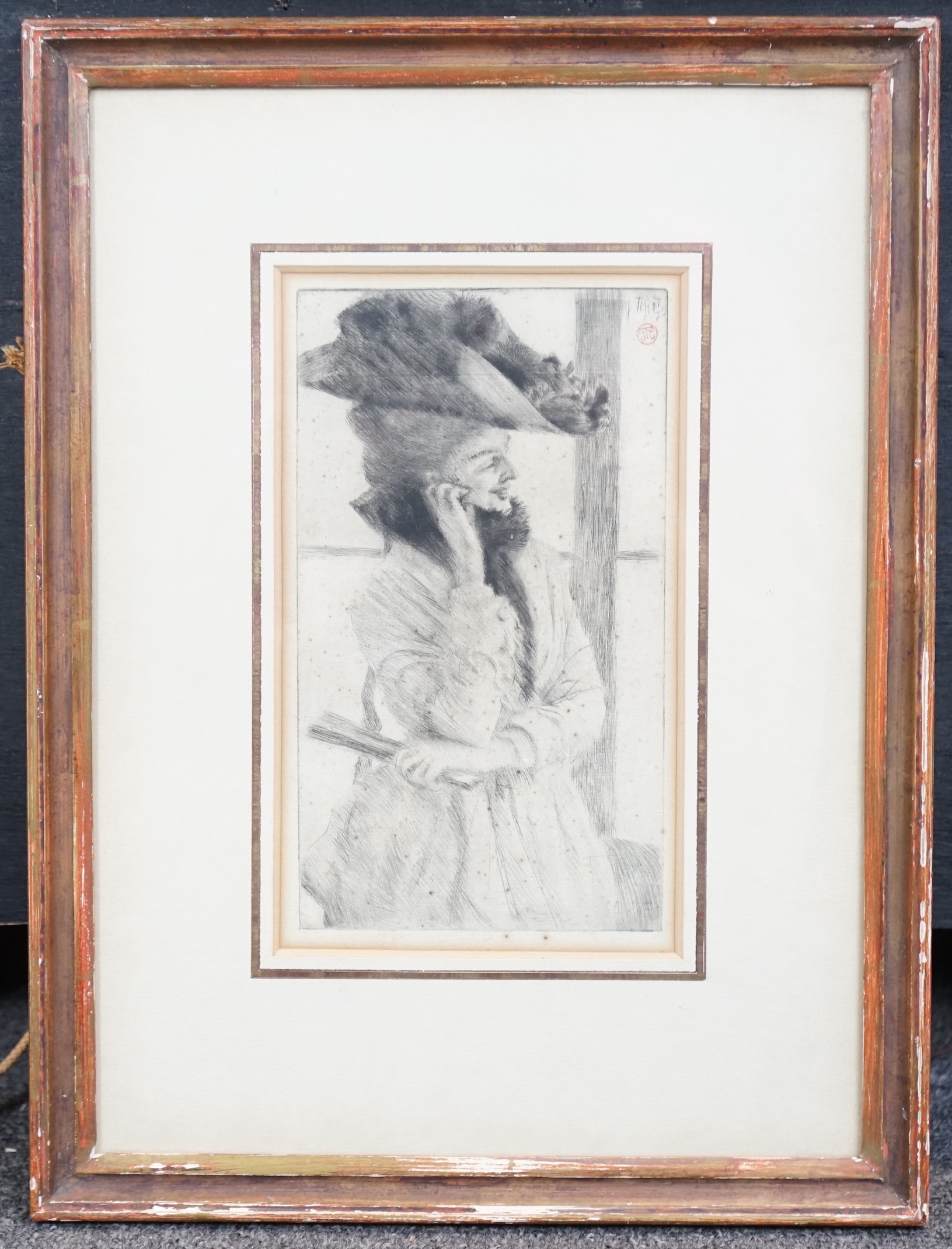 James Jacques Tissot (French, 1836-1902), 'A la fenêtre [At the Window]', [Wentworth 9], drypoint etching on laid paper, 1877, 19 x 10.75cm